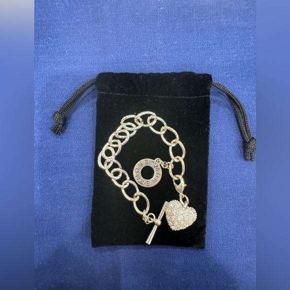 Monet Crystal Heart Charm Toggle Bracelet - Picture 4 of 4